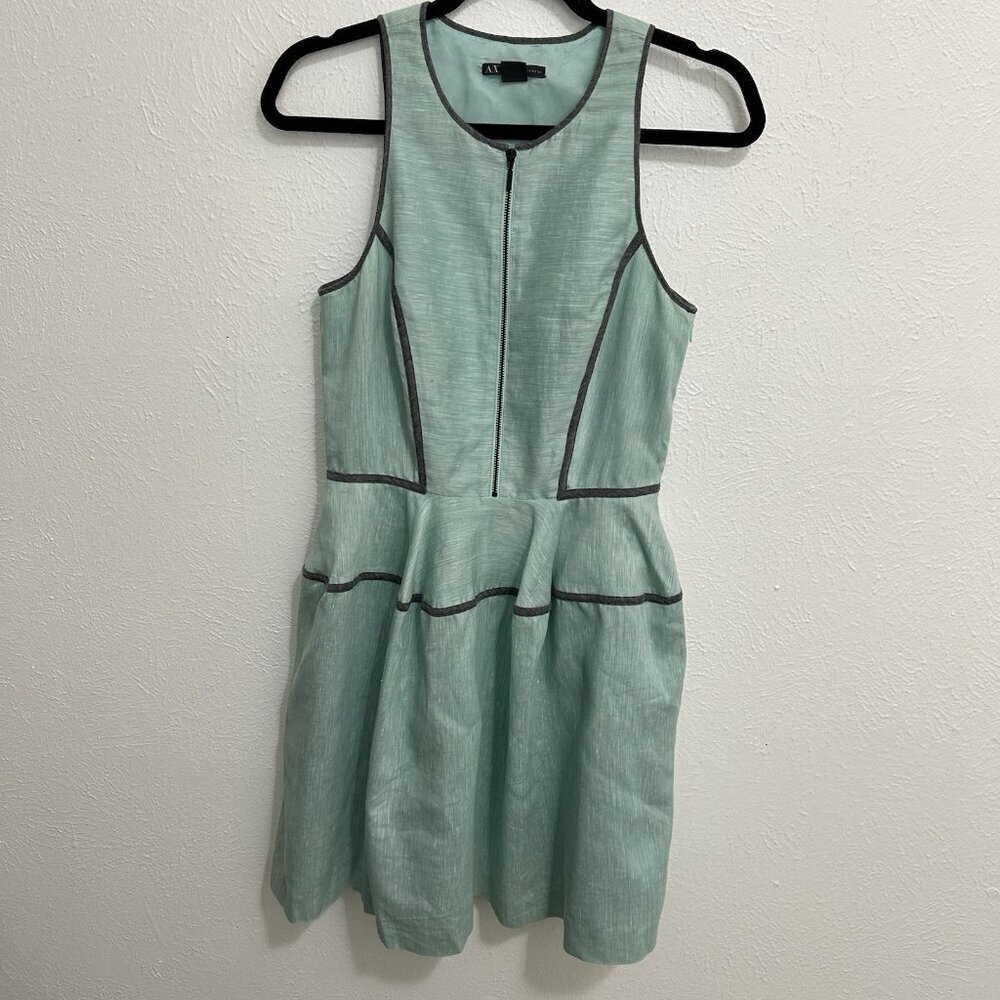 Armani Exchange Light Green Fit And‎ Flare Dress Size 6 Flared Skirt Linen Blend